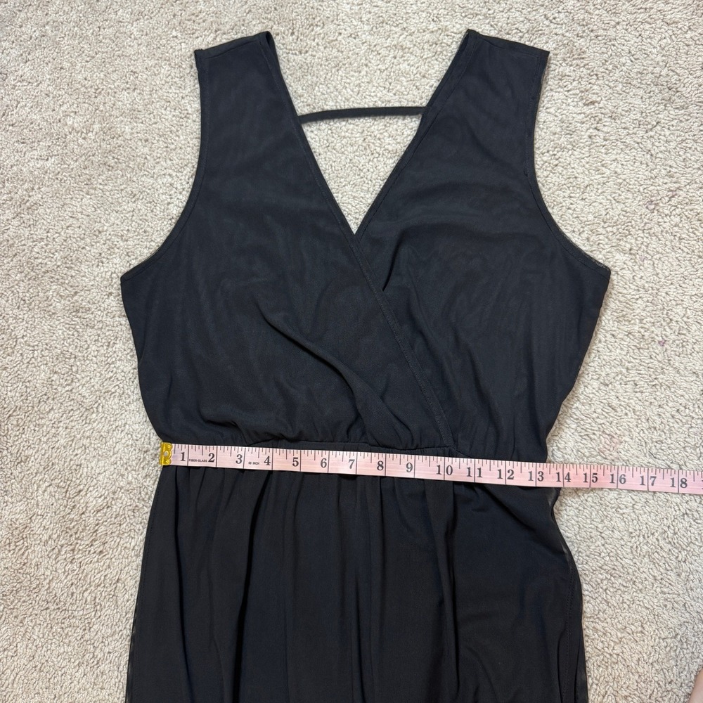 Bailey Blue Black Sheer Mesh Overlay Maxi Romper Dress V-Neck Size M 4GA9T0116 - Picture 10 of 14